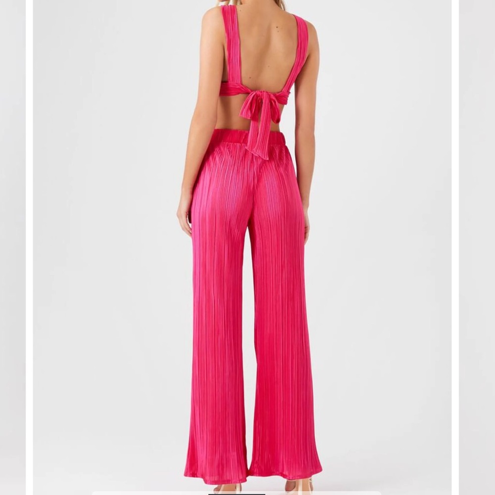 Pink satin two piece set